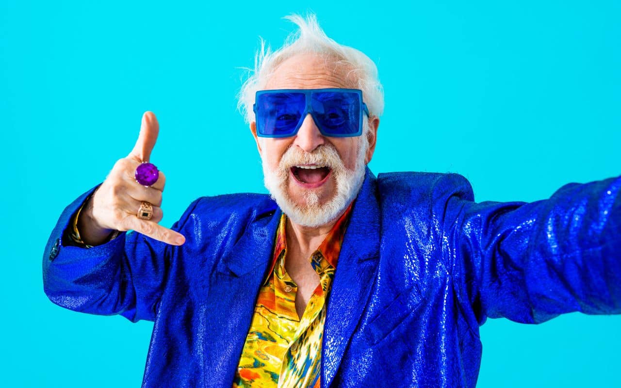 _cool old man with blue shades on